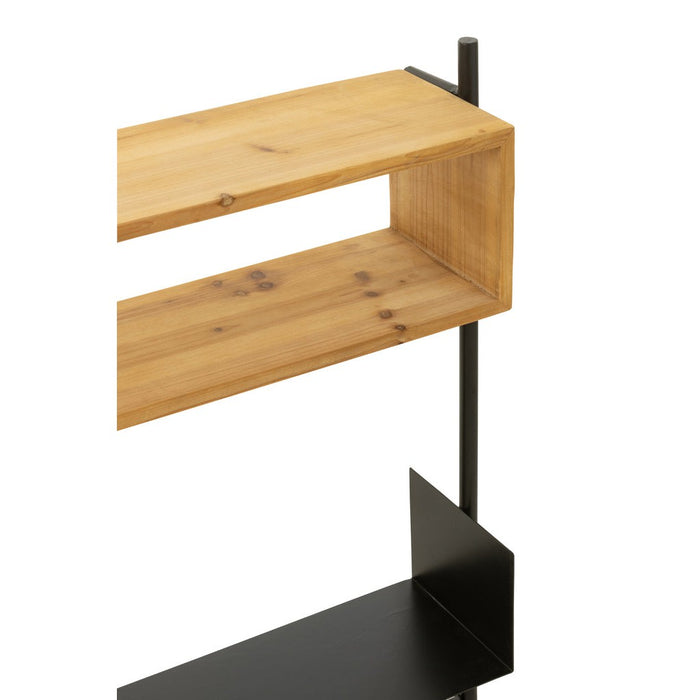 J-Line Muur Kapstok met spiegel tina hout/ijzer zwart/naturel-Kapstokken-J-Line