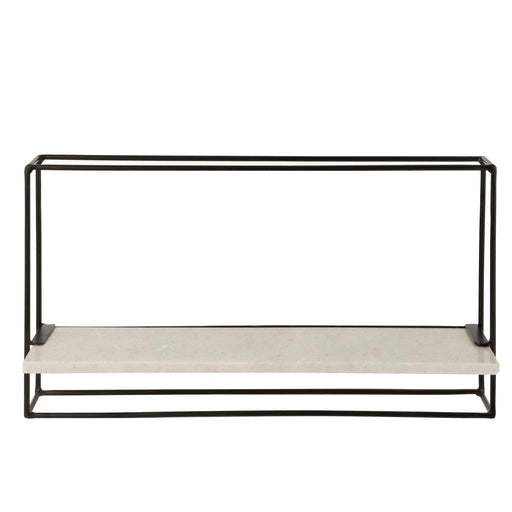 J-Line Muurrek 1plank ijzer/marmer zwart/wit large-Wandplanken-J-Line