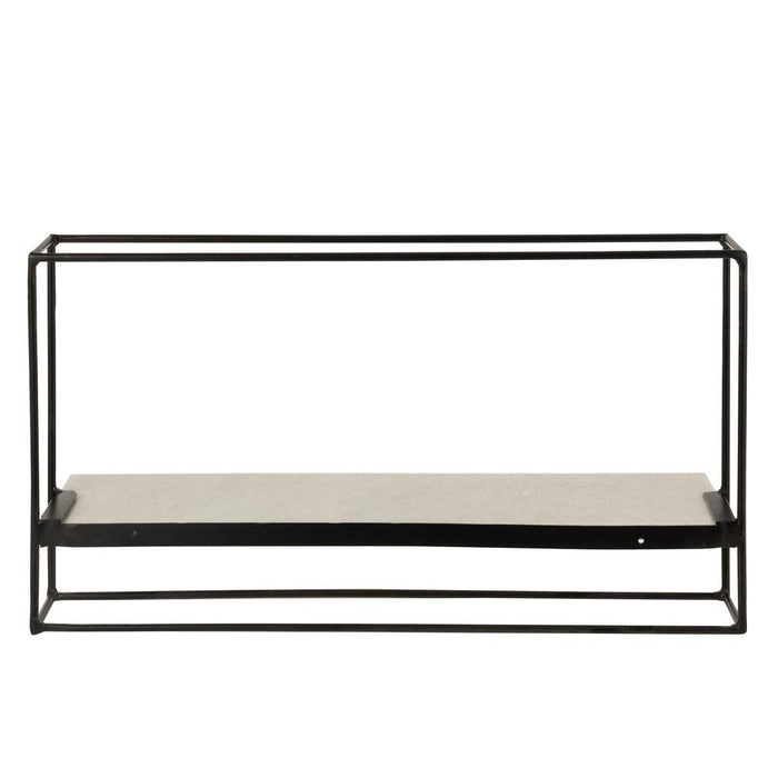 J-Line Muurrek 1plank ijzer/marmer zwart/wit large-Wandplanken-J-Line