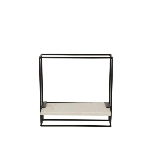 J-Line Muurrek 1plank ijzer/marmer zwart/wit small-Wandplanken-J-Line