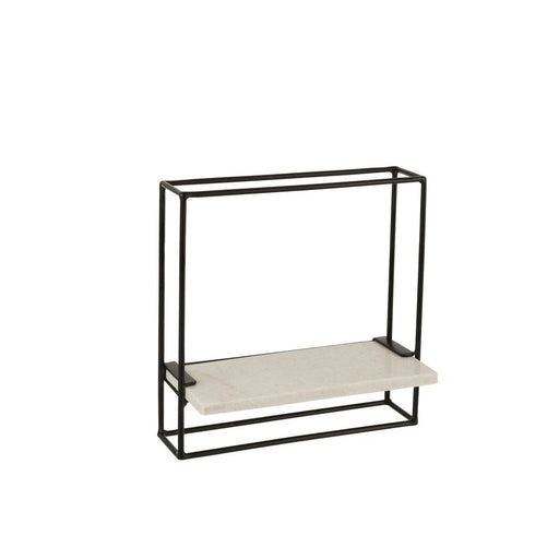 J-Line Muurrek 1plank ijzer/marmer zwart/wit small-Wandplanken-J-Line