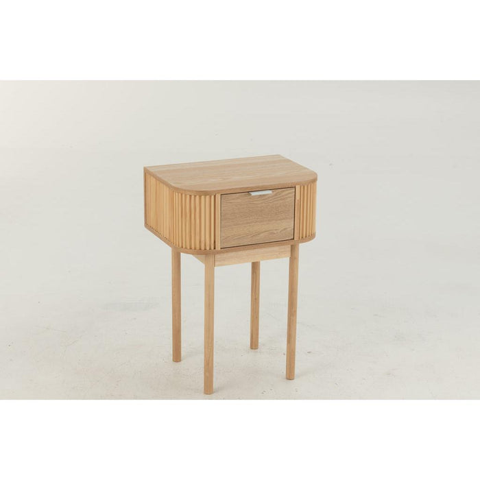 J-Line Nachtkast rond mdf/dennenhout naturel-Bijzettafels-J-Line