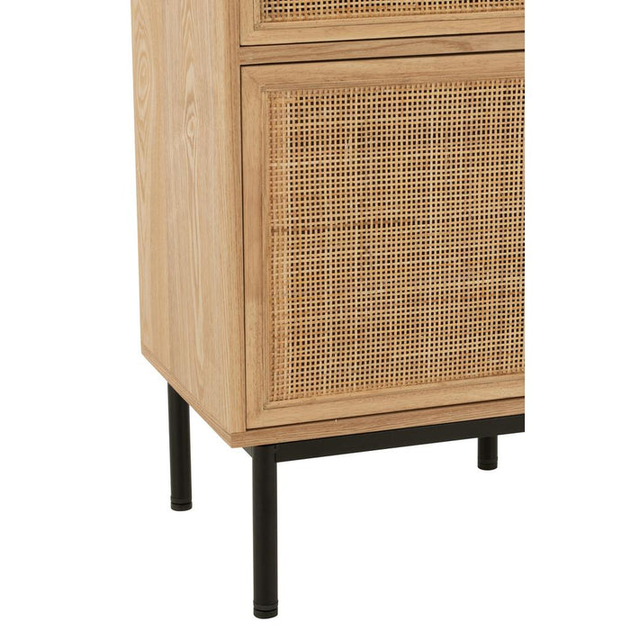 J-Line Nachtkast vierkant mdf/metaal naturel/zwart-Bijzettafels-J-Line