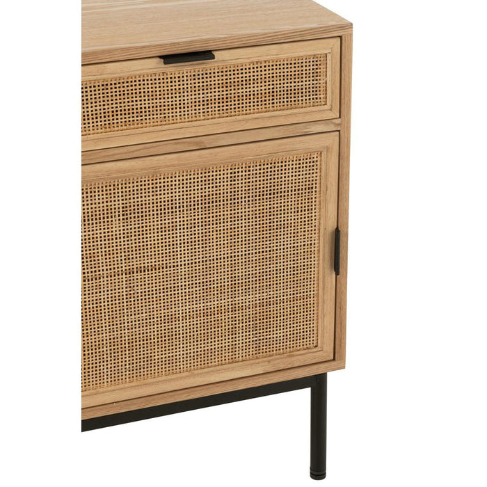 J-Line Nachtkast vierkant mdf/metaal naturel/zwart-Bijzettafels-J-Line