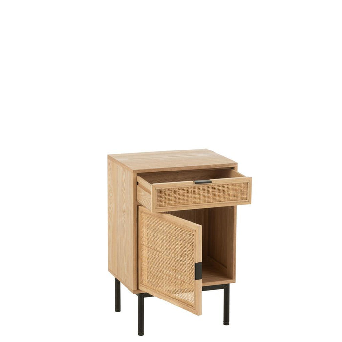 J-Line Nachtkast vierkant mdf/metaal naturel/zwart-Bijzettafels-J-Line