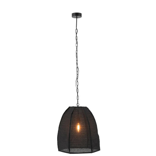 J-Line Plafondlamp Peer linnen/ijzer zwart small-Hanglampen-J-Line