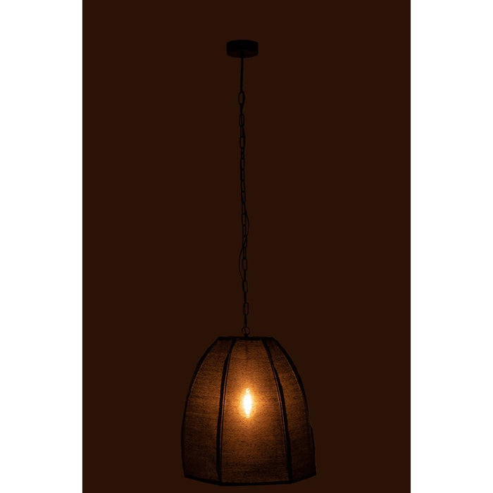 J-Line Plafondlamp Peer linnen/ijzer zwart small-Hanglampen-J-Line