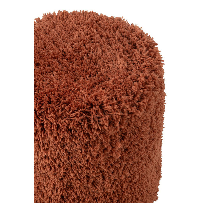 J-Line Poef Cylinder pluizig polyester baksteen-Poefs-J-Line