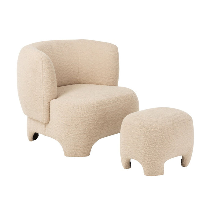 J-Line Poef Gebreid textiel/hout wit-Poefs-J-Line