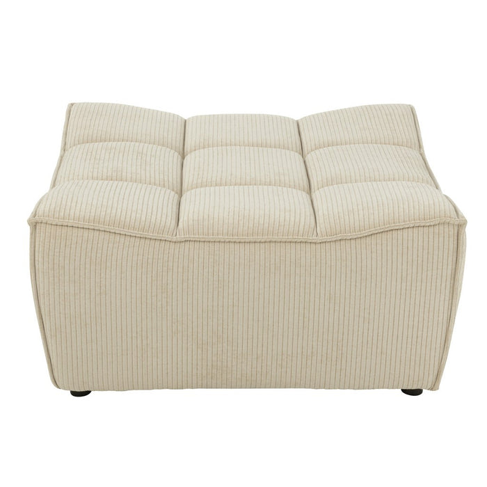 J-Line Poef Grid populierenhout/schuim beige-Hockers-J-Line