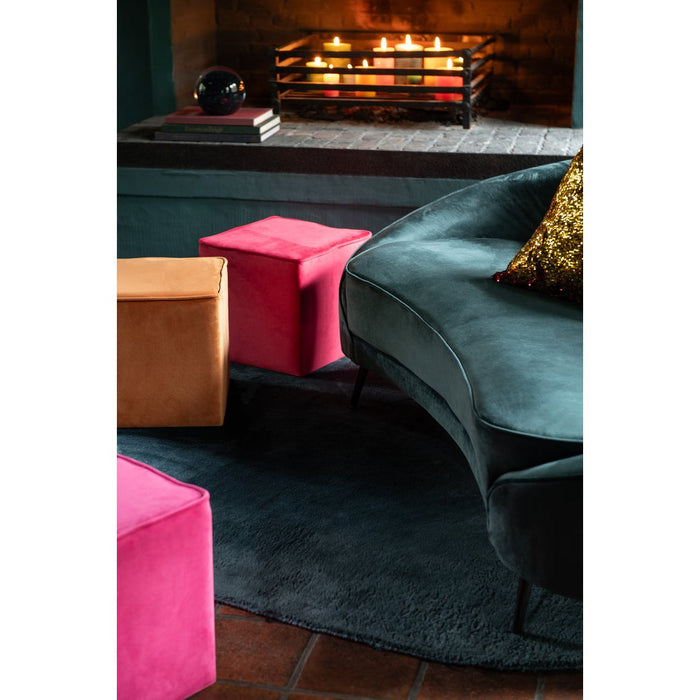 J-Line Poef Kubus velvet fel roze-Poefs-J-Line