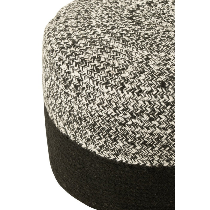 J-Line Poef Miami outdoor streep polyester zwart/wit-Poefs-J-Line