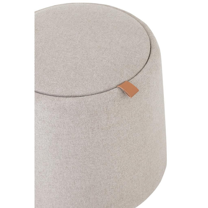J-Line Poef/bijzettafel rond textiel/hout beige-Poefs-J-Line