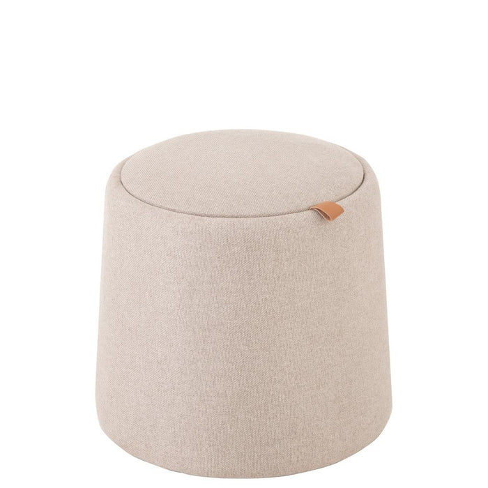 J-Line Poef/bijzettafel rond textiel/hout beige-Poefs-J-Line