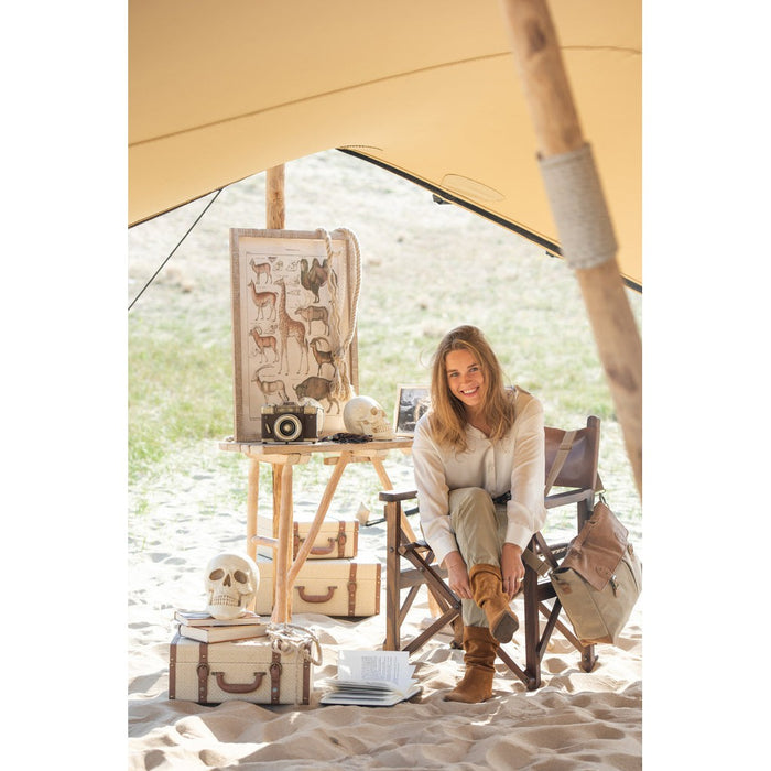 J-Line Regisseurstoel Plooibaar hout/leder cognac-Eetkamerstoelen-J-Line