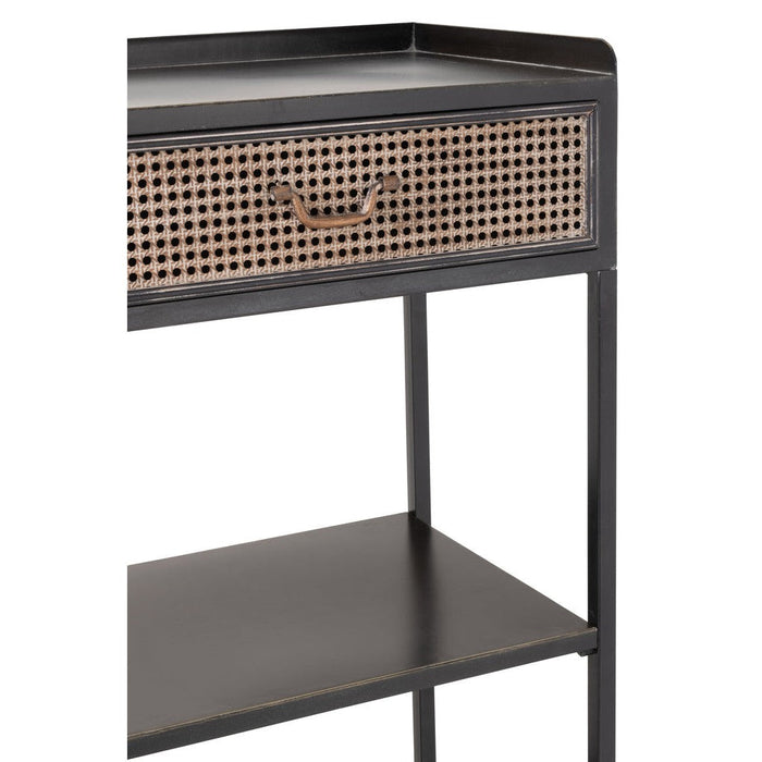 J-Line Rek 1 lade+3 legplanken metaal zwart-Vakkenkasten-J-Line