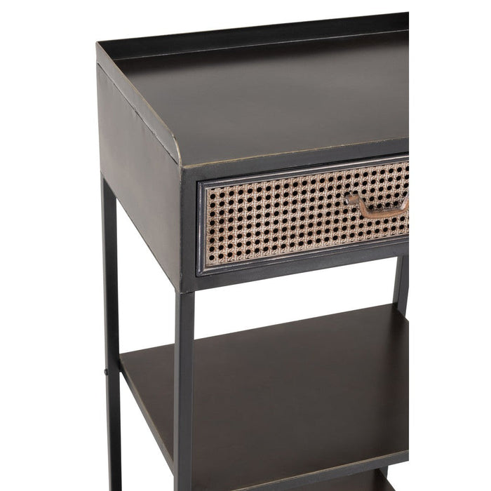 J-Line Rek 1 lade+3 legplanken metaal zwart-Vakkenkasten-J-Line