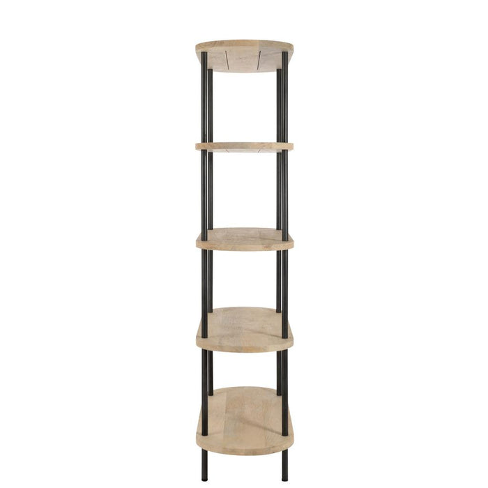 J-Line Rek Eli 5planken mango hout/staal naturel/grijs-Vakkenkasten-J-Line