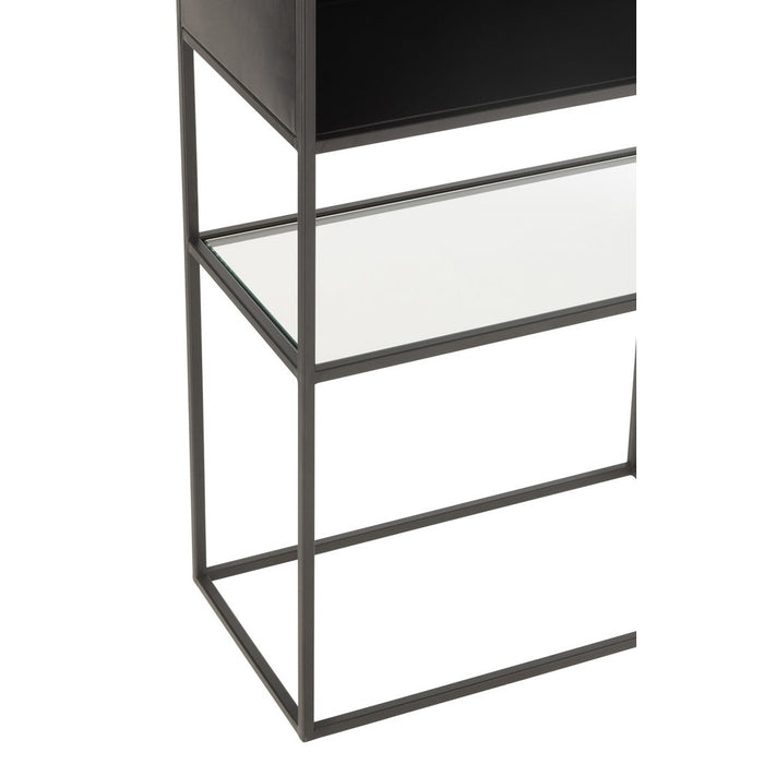 J-Line Rek Metaal/glas zwart-Vakkenkasten-J-Line