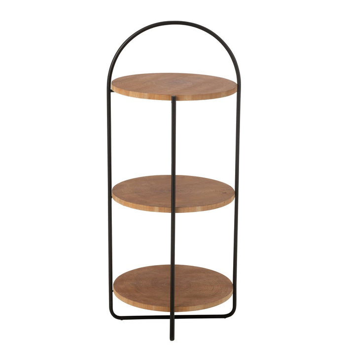 J-Line Rek Mia mdf/ijzer naturel zwart-Vakkenkasten-J-Line