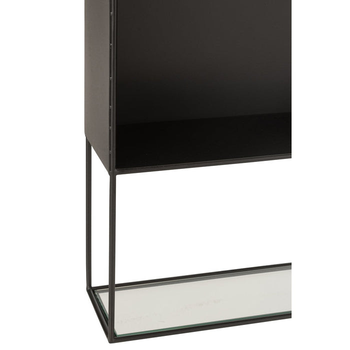 J-Line Rek Seen metaal/glas zwart-Vakkenkasten-J-Line