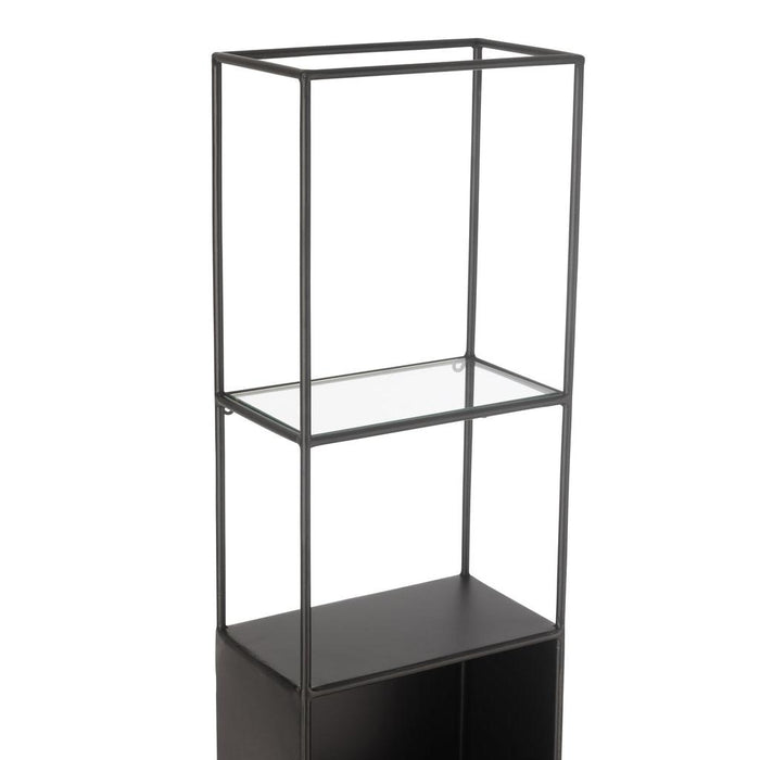 J-Line Rek ricard metaal/glas zwart-Boekenkasten-J-Line