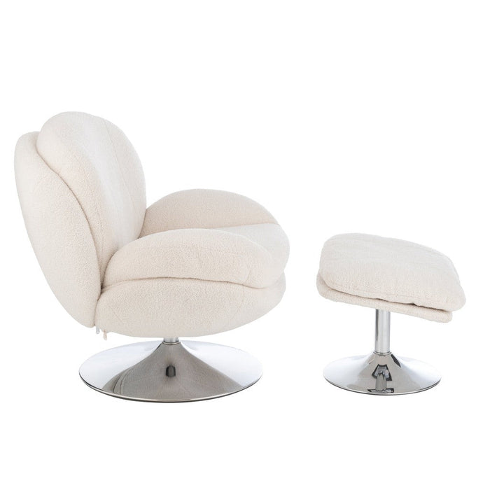 J-Line Relax Zetel+ voetbank metaal/multiplex creme/zilver-Fauteuils-J-Line
