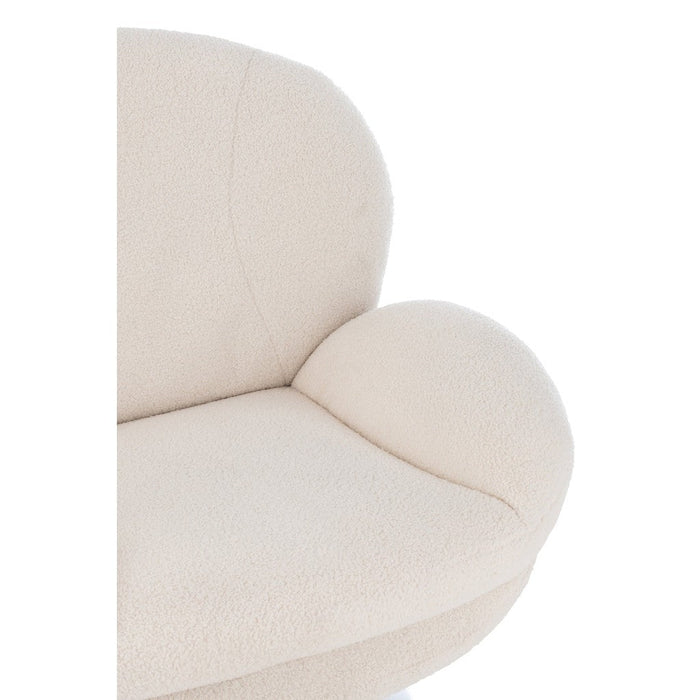 J-Line Relax Zetel+ voetbank metaal/multiplex creme/zilver-Fauteuils-J-Line