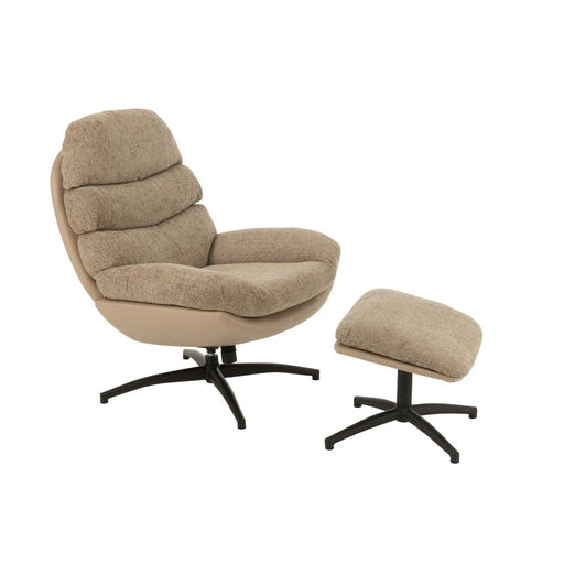 J-Line Relax Zetel + voetbank metaal/multiplex donkergrijs/zwart-Fauteuils-J-Line