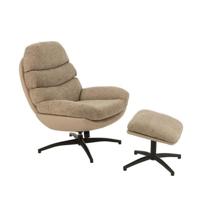J-Line Relax Zetel + voetbank metaal/multiplex donkergrijs/zwart-Fauteuils-J-Line