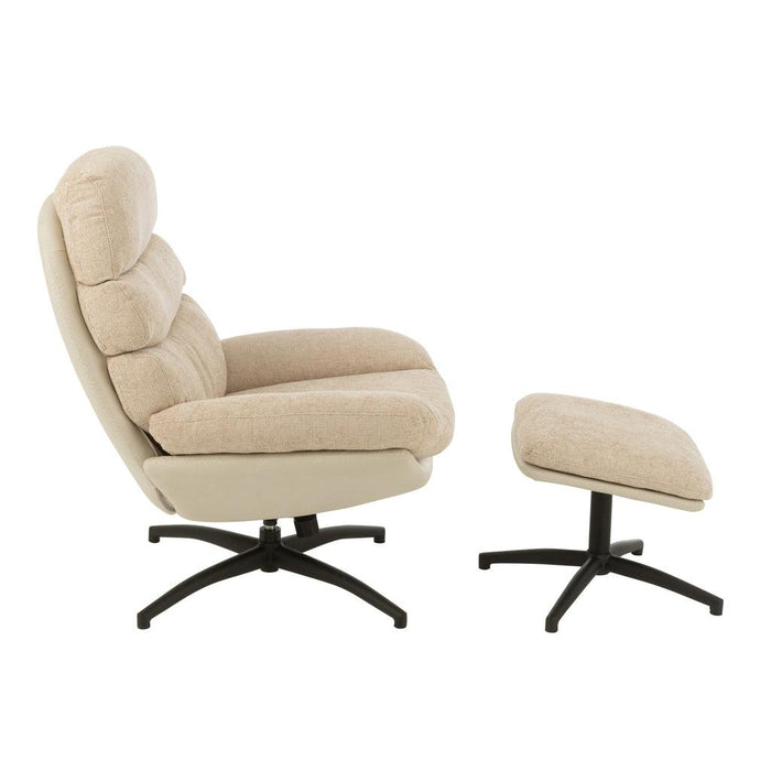 J-Line Relax Zetel + voetbank metaal/multiplex grijs/zwart-Fauteuils-J-Line