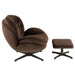 J-Line Relax Zetel+ voetbank metaal/textiel donker bruin-Fauteuils-J-Line