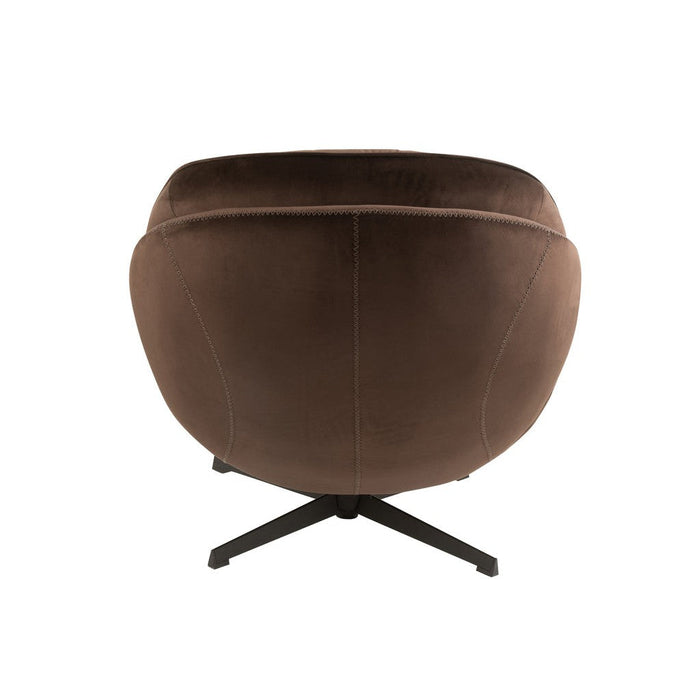 J-Line Relax Zetel+ voetbank metaal/textiel donker bruin-Fauteuils-J-Line