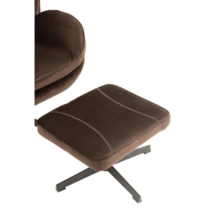 J-Line Relax Zetel+ voetbank metaal/textiel donker bruin-Fauteuils-J-Line