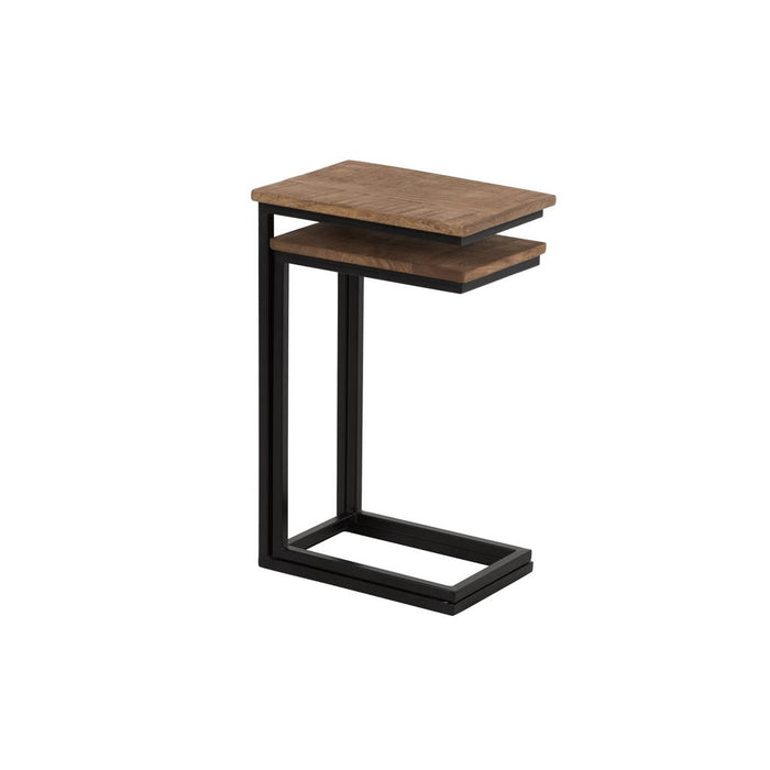 J-Line S/2 Bijzettafel rechthoek metaal/hout zwart/naturel-Bijzettafels-J-Line