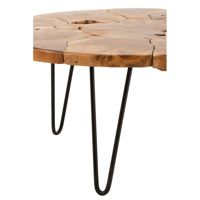 J-Line Salontafel Samuel rond teak hout bruin-Salontafels-J-Line