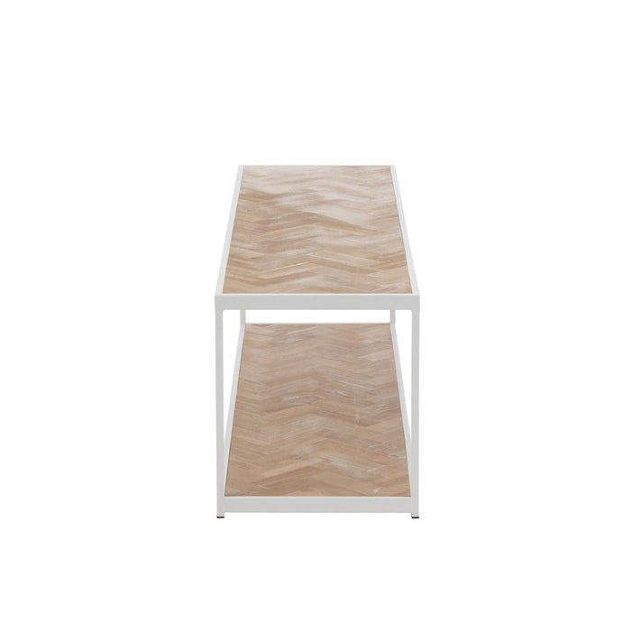 J-Line Salontafel Zigzag hout/metaal naturel/wit-Salontafels-J-Line