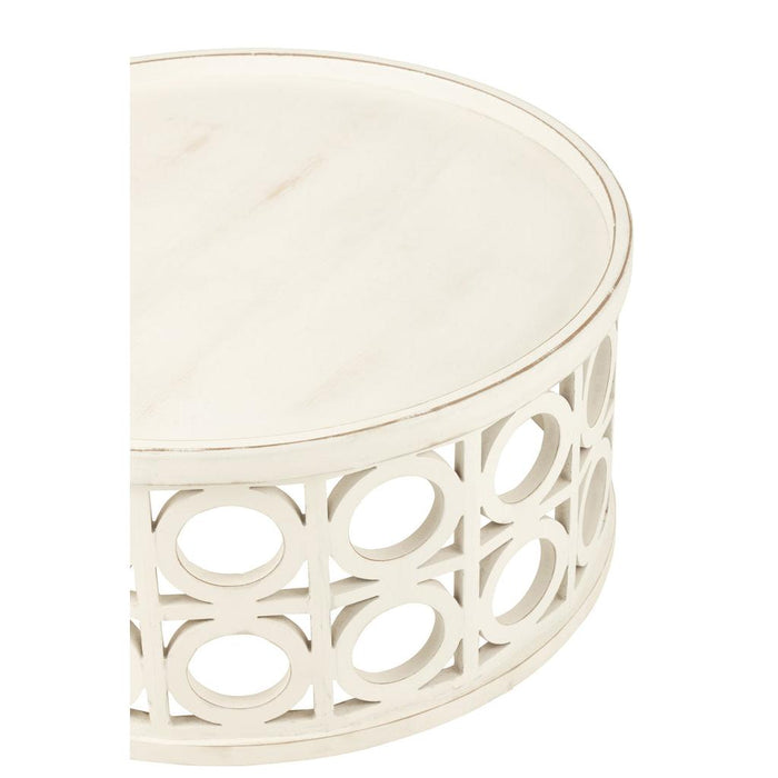 J-Line Salontafel gekerfd sparhout/mdf wit-Salontafels-J-Line