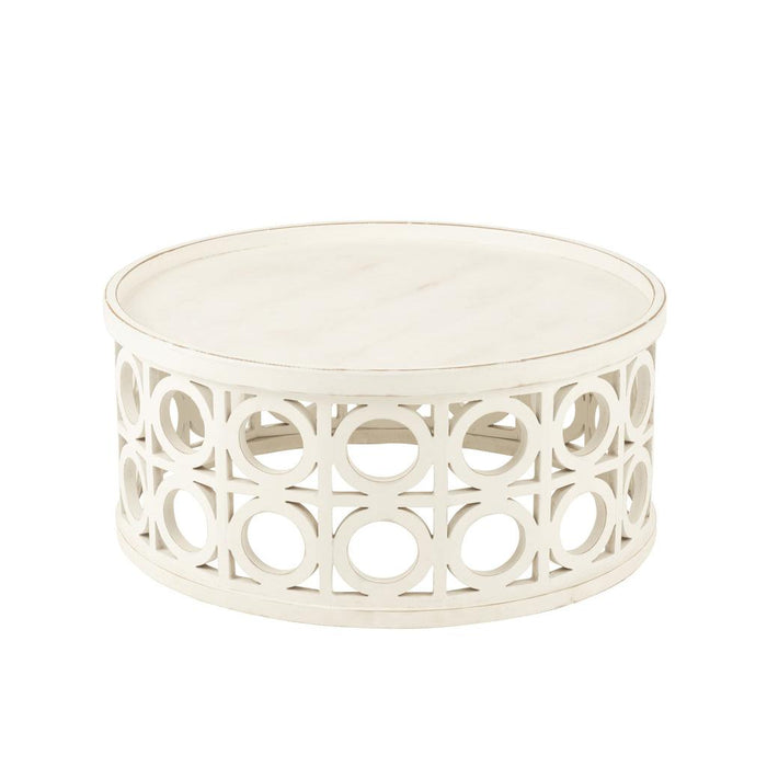 J-Line Salontafel gekerfd sparhout/mdf wit-Salontafels-J-Line