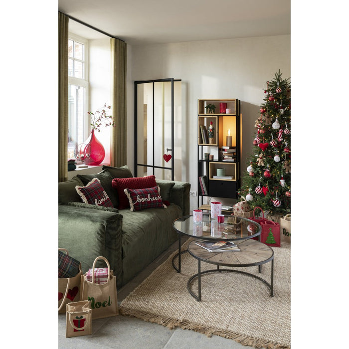 J-Line Schap Tina hout/ijzer zwart/naturel small-Vakkenkasten-J-Line