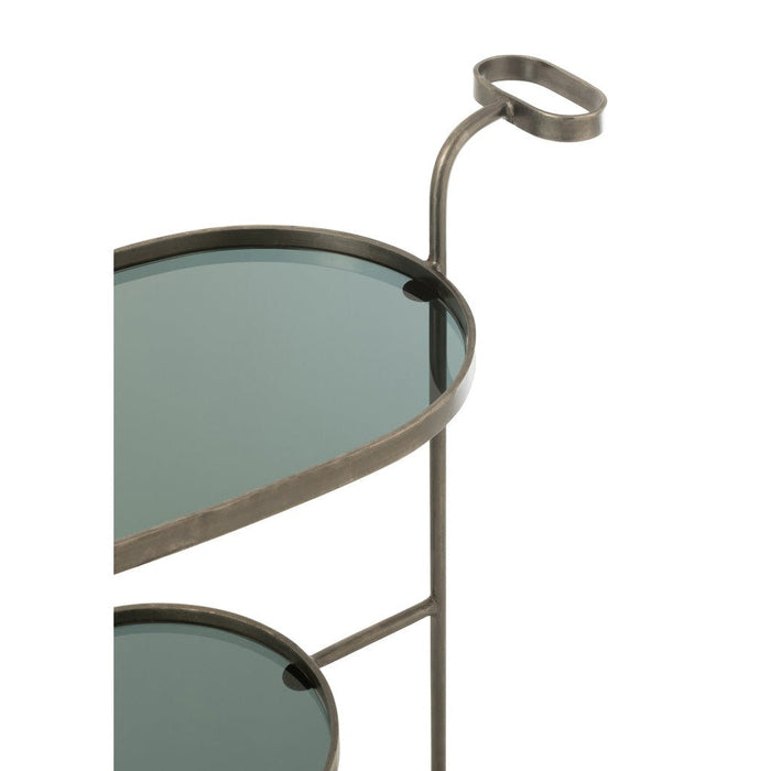 J-Line Serveerkar Ovaal 2niv ijzer/glas grijs-Trolleys-J-Line