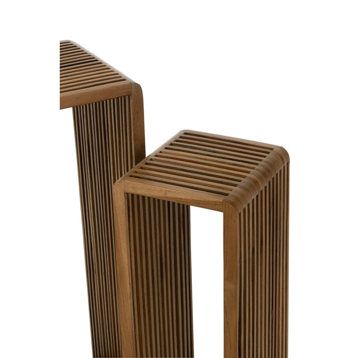 J-Line Set Van 2 bijzettafel kubus gerecycleerd teak naturel-Bijzettafels-J-Line