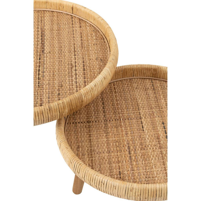 J-Line Set Van 2 bijzettafels lurne rotan/spar natuur-Bijzettafels-J-Line