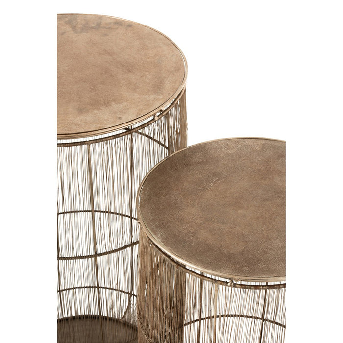 J-Line Set Van 2 bijzettafels manden hoog antiek bruin-Bijzettafels-J-Line