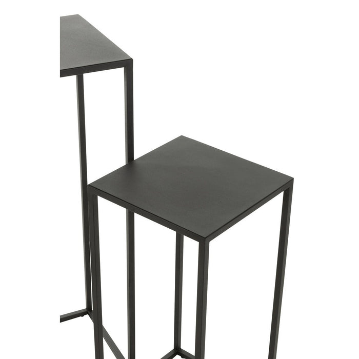 J-Line Set Van 2 bijzettafels vierkant metaal zwart-Bijzettafels-J-Line