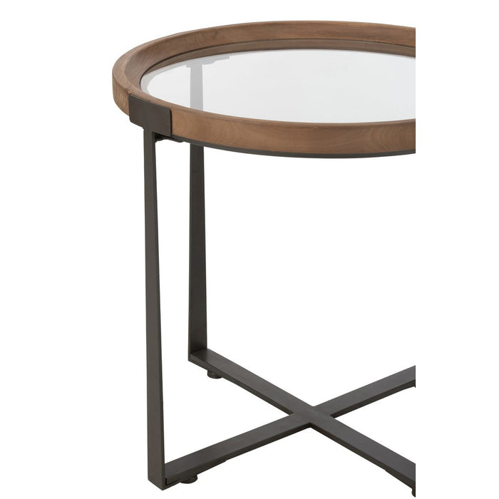 J-Line Set Van 2 salontafel mine glas/spar hout naturel/zwart-Salontafels-J-Line