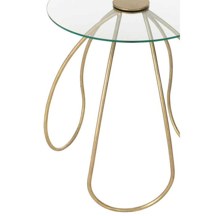J-Line Set Van 2 tafels rond metaal/glas goud-Bijzettafels-J-Line