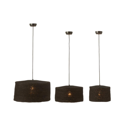 J-Line Set Van 3 hangende lamp moonj gras zwart-Hanglampen-J-Line