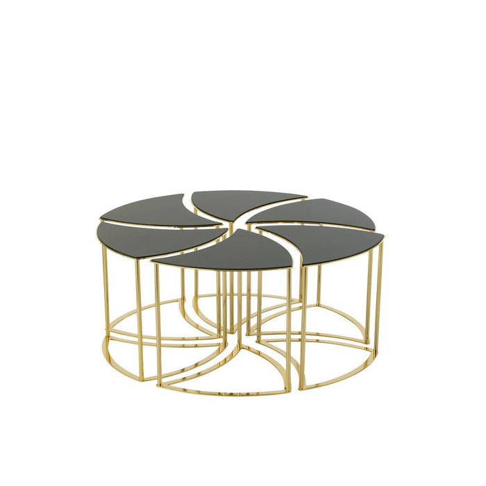 J-Line Set Van 6 tafels tornado goud metaal/mdf/glas-Bijzettafels-J-Line