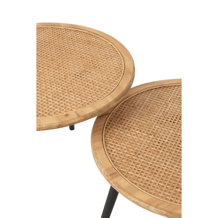 J-Line Set Van twee bijzettafel bamboo naturel-Bijzettafels-J-Line
